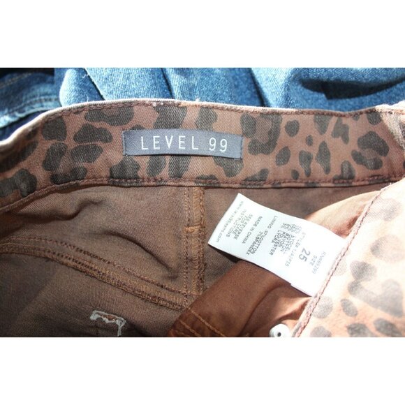 Level 99 Womens Brown Cheetah Print Skinny Leg Jeans 25 Button Fly - Picture 5 of 5